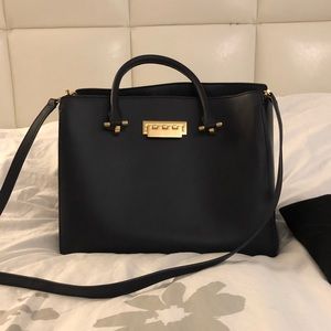 Zac Posen navy leather handbag